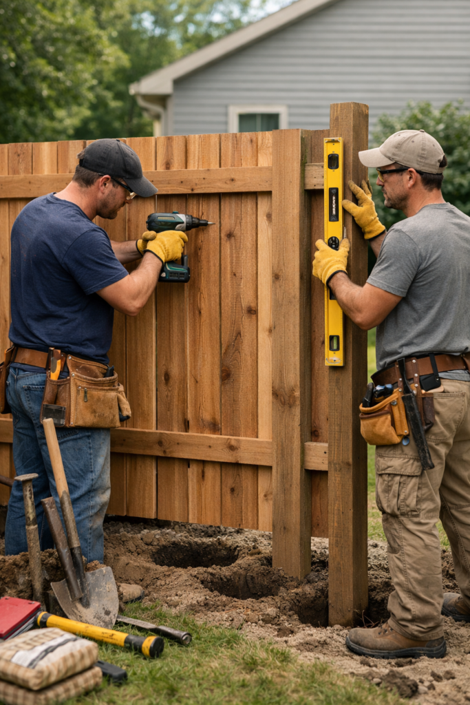 professional fence construction team
